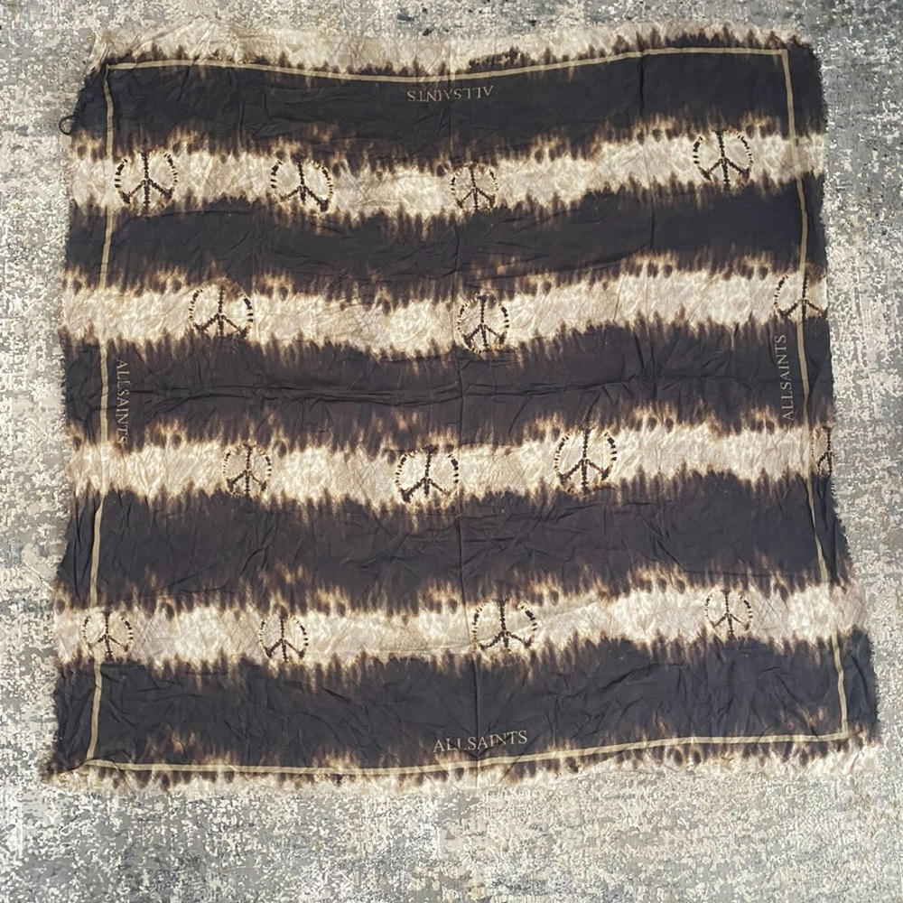 NWT All Saints Women’s Stripe Square Scarf Tie Dye Stripes Peace Gift Luxury - Picture 7 of 10